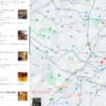 Googleマップ上で温浴施設やサウナの店舗情報と地図が表示されている画面